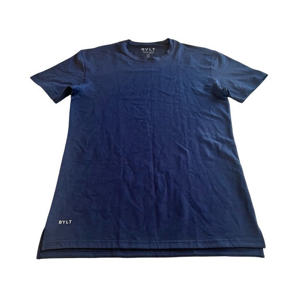 BYLT Drop Cut Lux Shirt Men’s NAVY Short Sleeve Athletic Fit Men's Size medium - Picture 1 of 4
